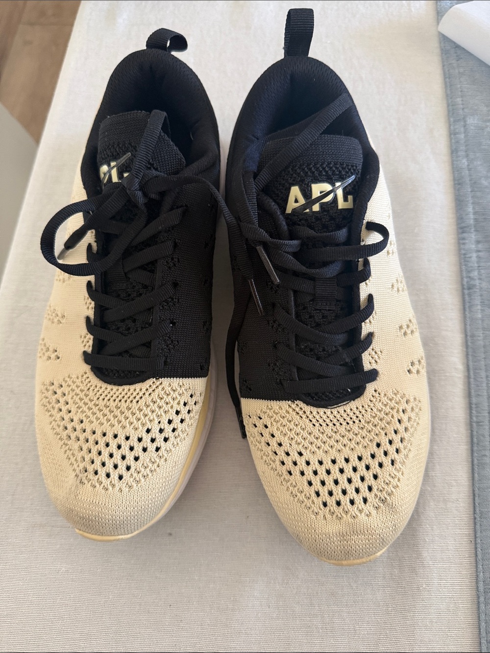 APL TechLoom Knit  woman’s Sneakers in Black and Cream